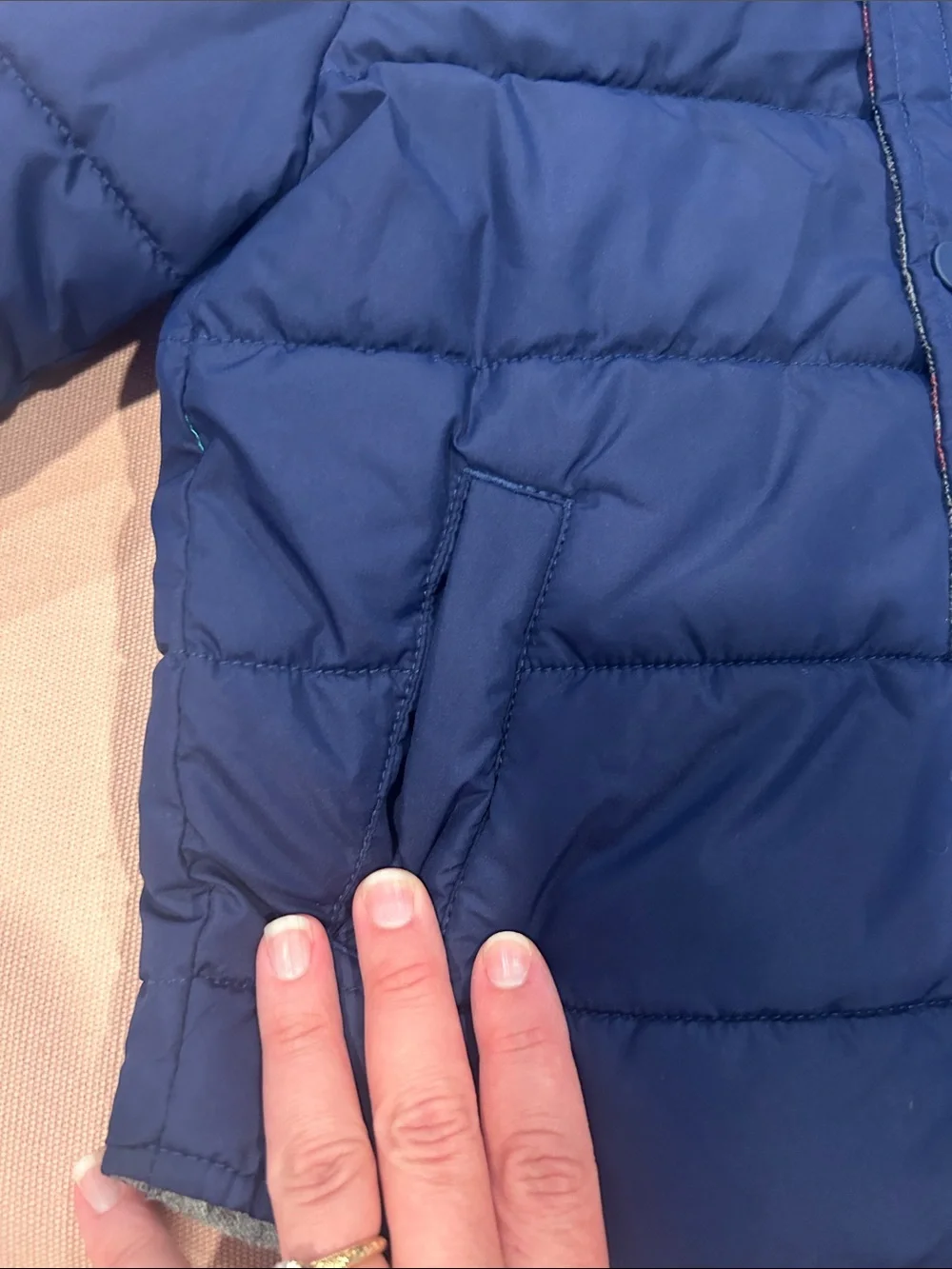 Mini Boden Reversible Navy Quilted Puffer Jacket